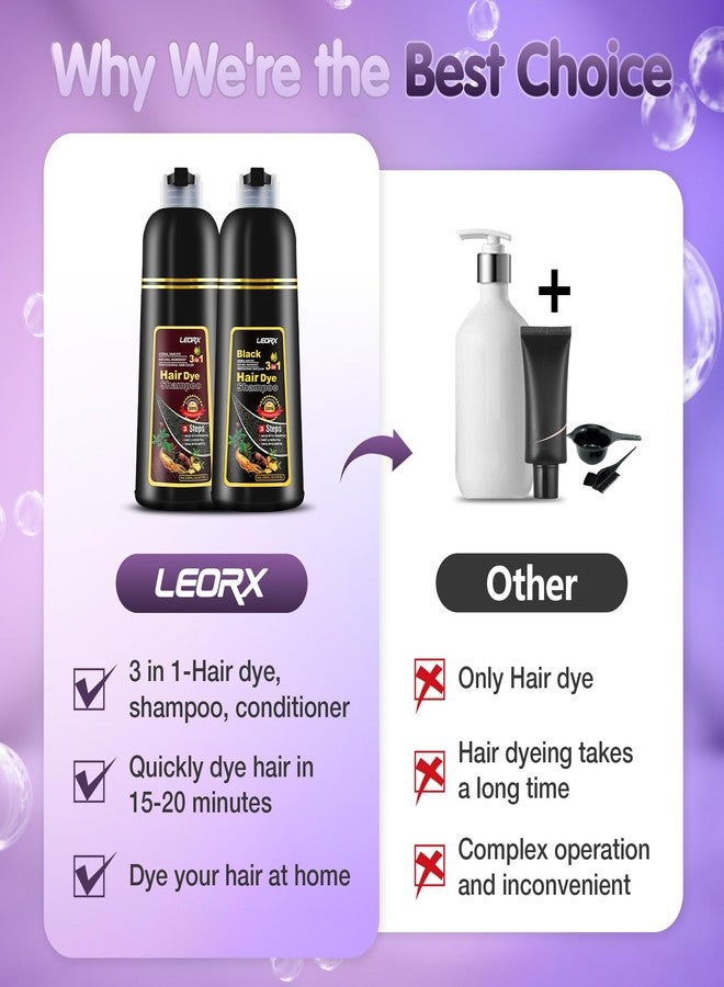 Leorx 3 In 1 Brown Hair Dye Shampoo, Color For Refresh Hair Instant Herbal Coloring For Women & Men, 16.9 Fl Oz, Natural Ingredients, Unisex, Para Canas Mujer - Image 5